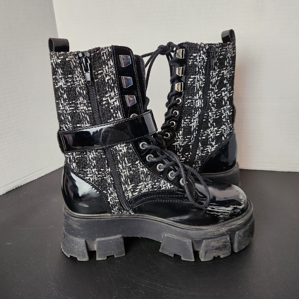 Grandleap Women's Combat Ankle Boots Goth